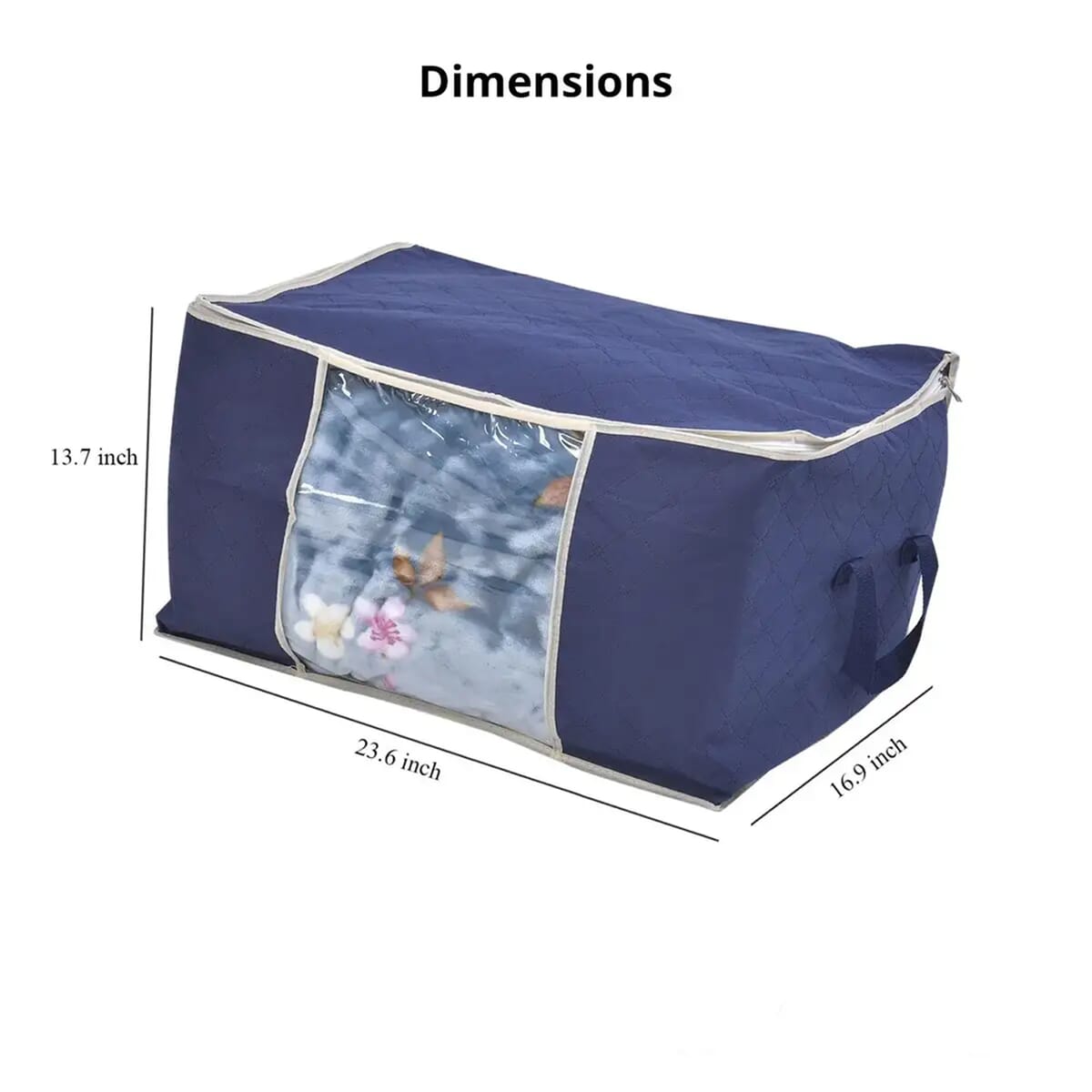 Set of 5 Navy Blue Non Woven Fabric Storage Bag with Clear Window image number 6