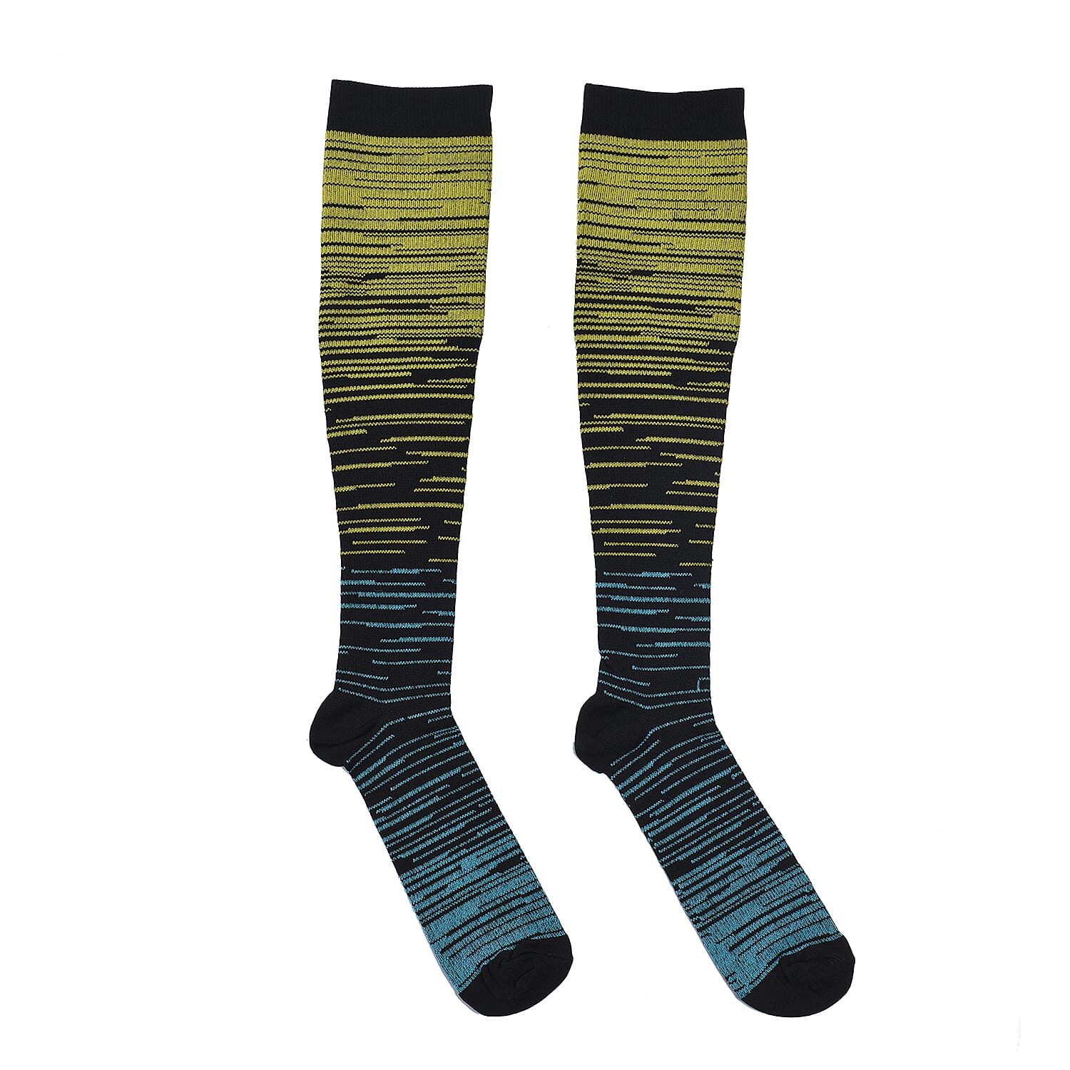 Set of 4 Pairs Knee Length Copper Infused Compression Socks - Multi Stripe (L/XL)