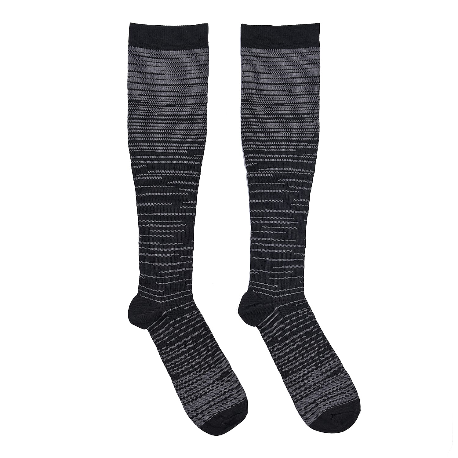 Set of 4 Pairs Knee Length Copper Infused Compression Socks - Multi Stripe (L/XL)