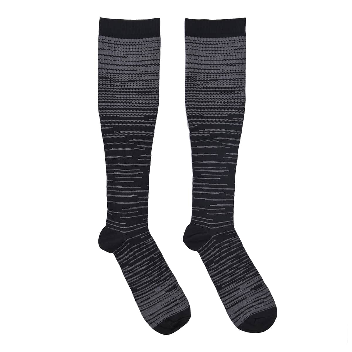 Set of 4 Pairs Knee Length Copper Infused Compression Socks - Multi Stripe (L/XL) image number 6