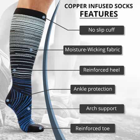 Set of 4 Pairs Knee Length Copper Infused Compression Socks - Multi Stripe (S/M) image number 1