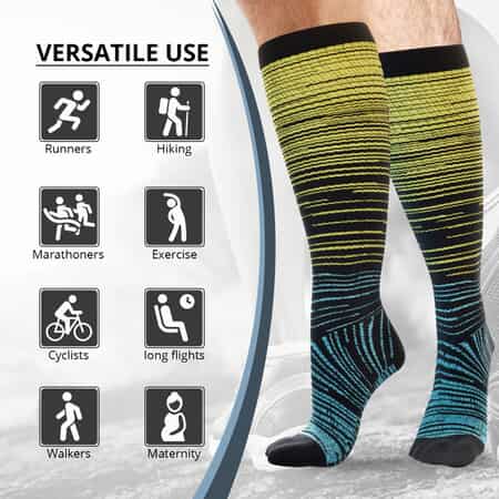 Set of 4 Pairs Knee Length Copper Infused Compression Socks - Multi Stripe (S/M) image number 2