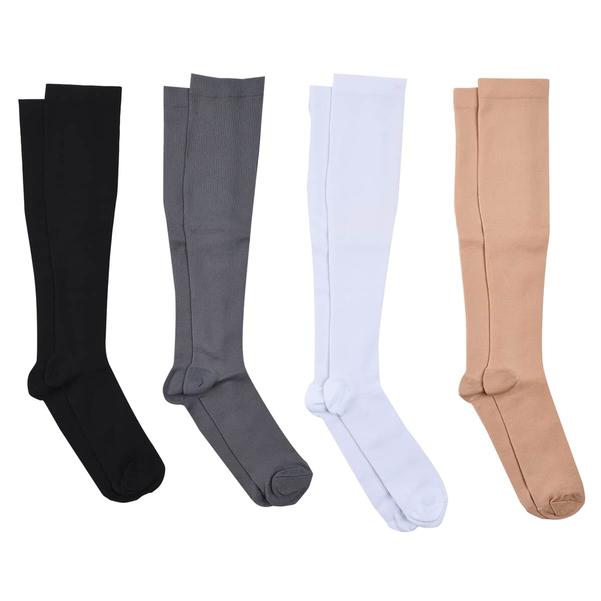 Set of 4 Pairs Knee Length Copper Infused Compression Socks - Classic Multi Color (S/M) image number 0