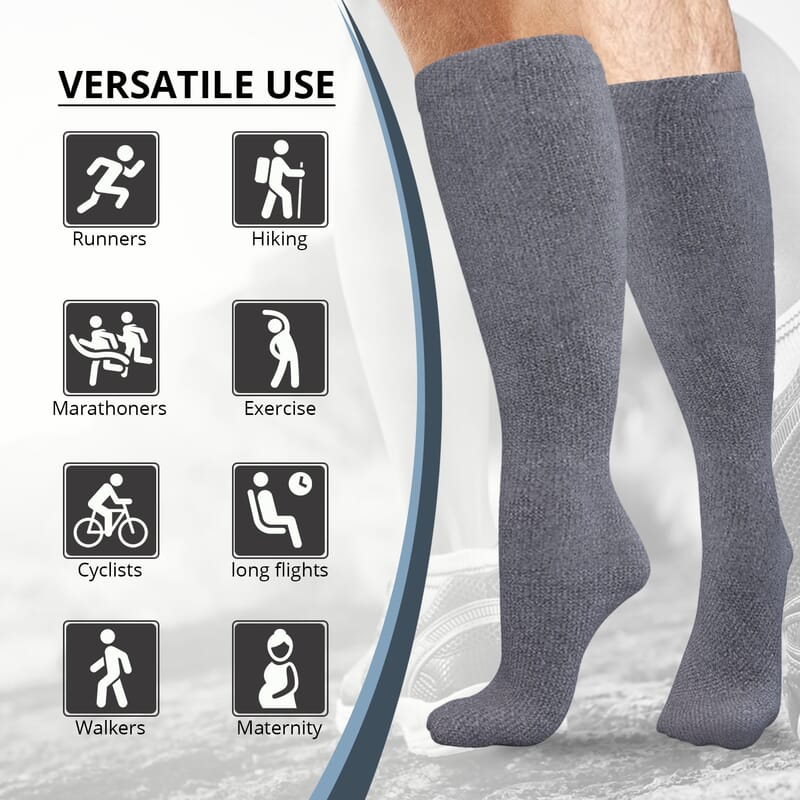 Set of 4 Pairs Knee Length Copper Infused Compression Socks - Classic Multi Color (S/M)