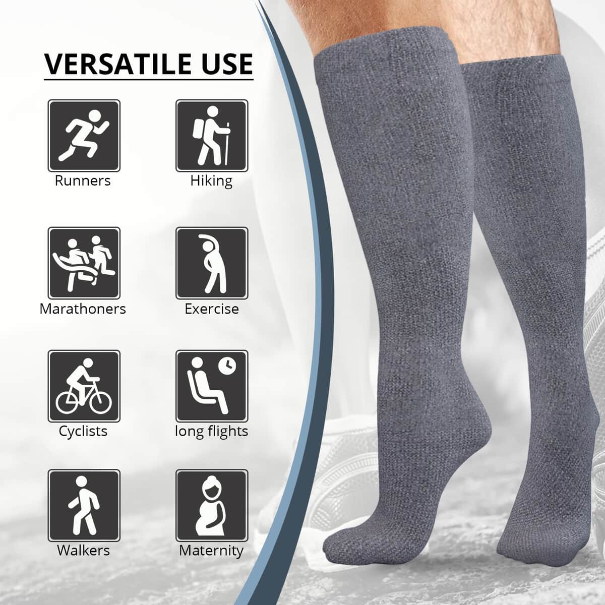 Set of 4 Pairs Knee Length Copper Infused Compression Socks - Classic Multi Color (S/M) image number 2