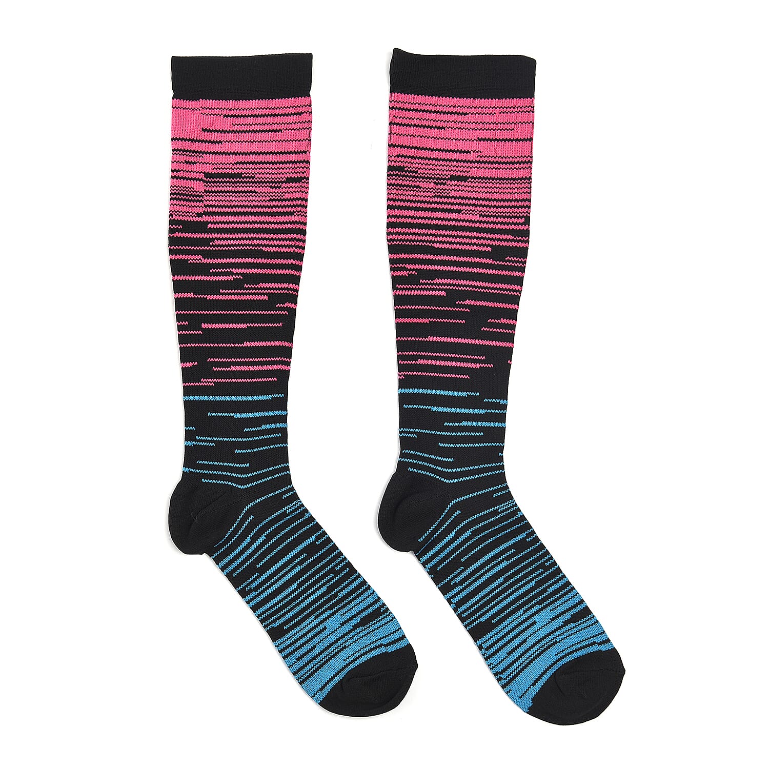 Set of 4 Pairs Knee Length Copper Infused Compression Socks - Multi Color (L/XL)