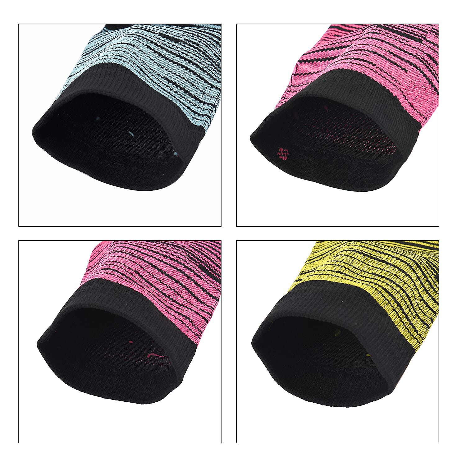 Set of 4 Pairs Knee Length Copper Infused Compression Socks - Multi Color (L/XL)