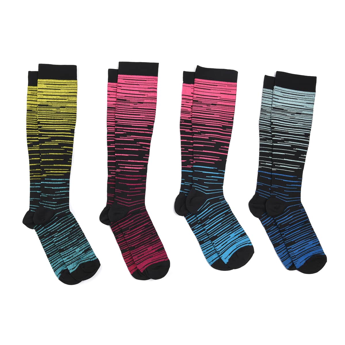 Set of 4 Pairs Knee Length Copper Infused Compression Socks - Multi Color (S/M) image number 0