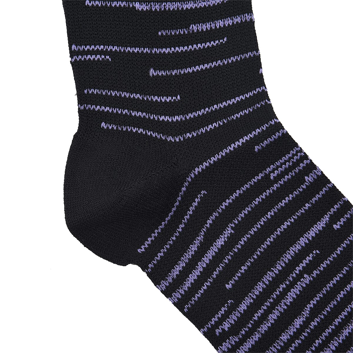 Set of 4 Pairs Knee Length Copper Infused Compression Socks - Gray, Black and Purple (S/M) image number 4