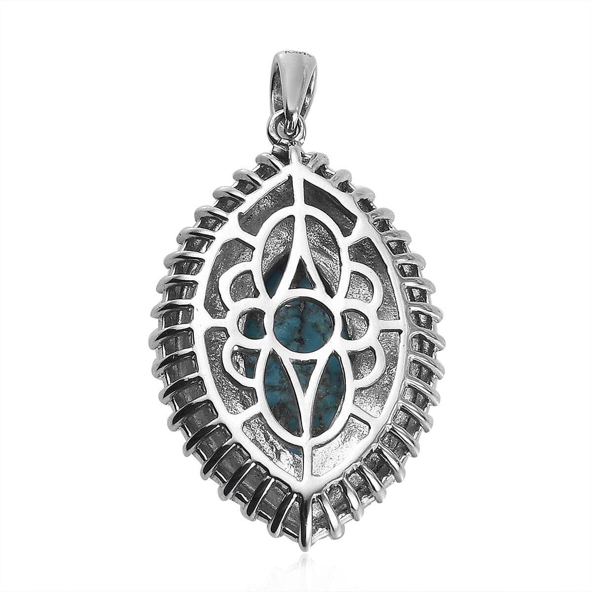 Karis Chestnut Brine Turquoise Fancy Pendant in Platinum Bond 4.30 ctw
