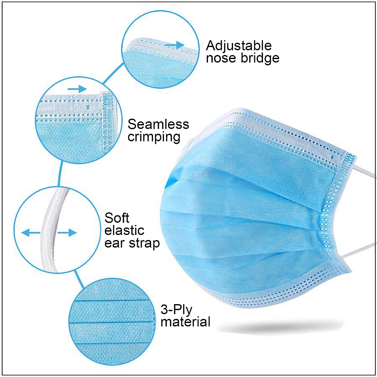 Set of 50pc Disposable 3 Ply Face Mask (Non-Returnable) image number 2