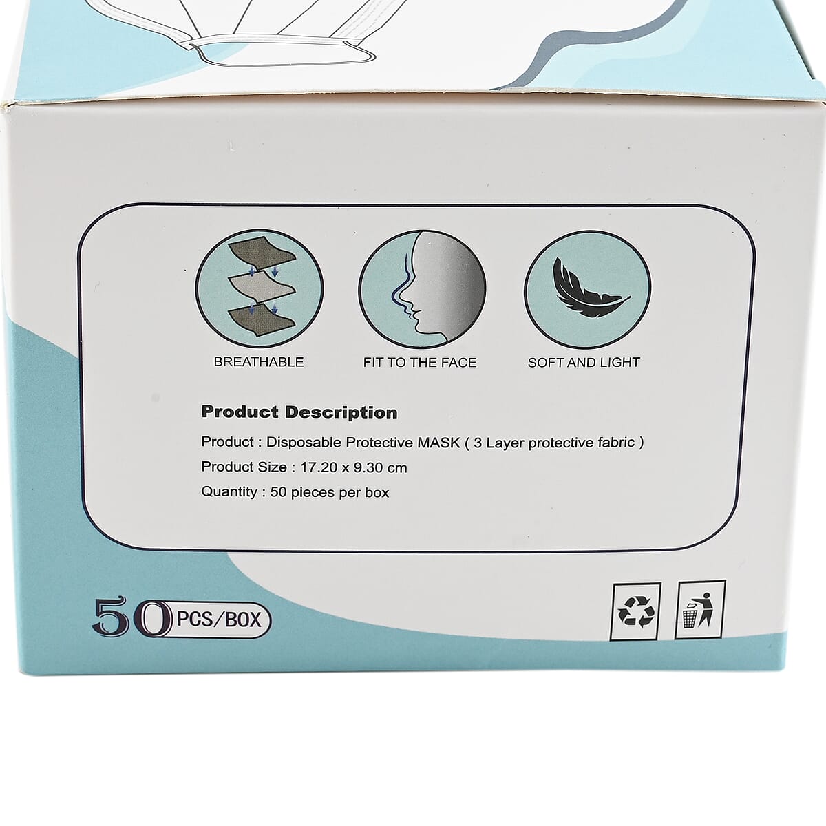 Set of 50pc Disposable 3 Ply Face Mask (Non-Returnable) image number 4