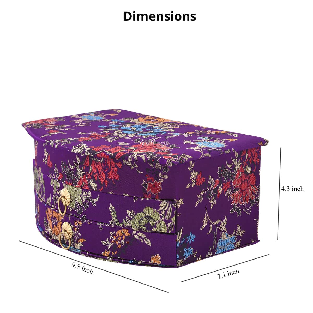 Chinese Silk Brocade Pattern 3 Layer Jewelry Box - Purple image number 3