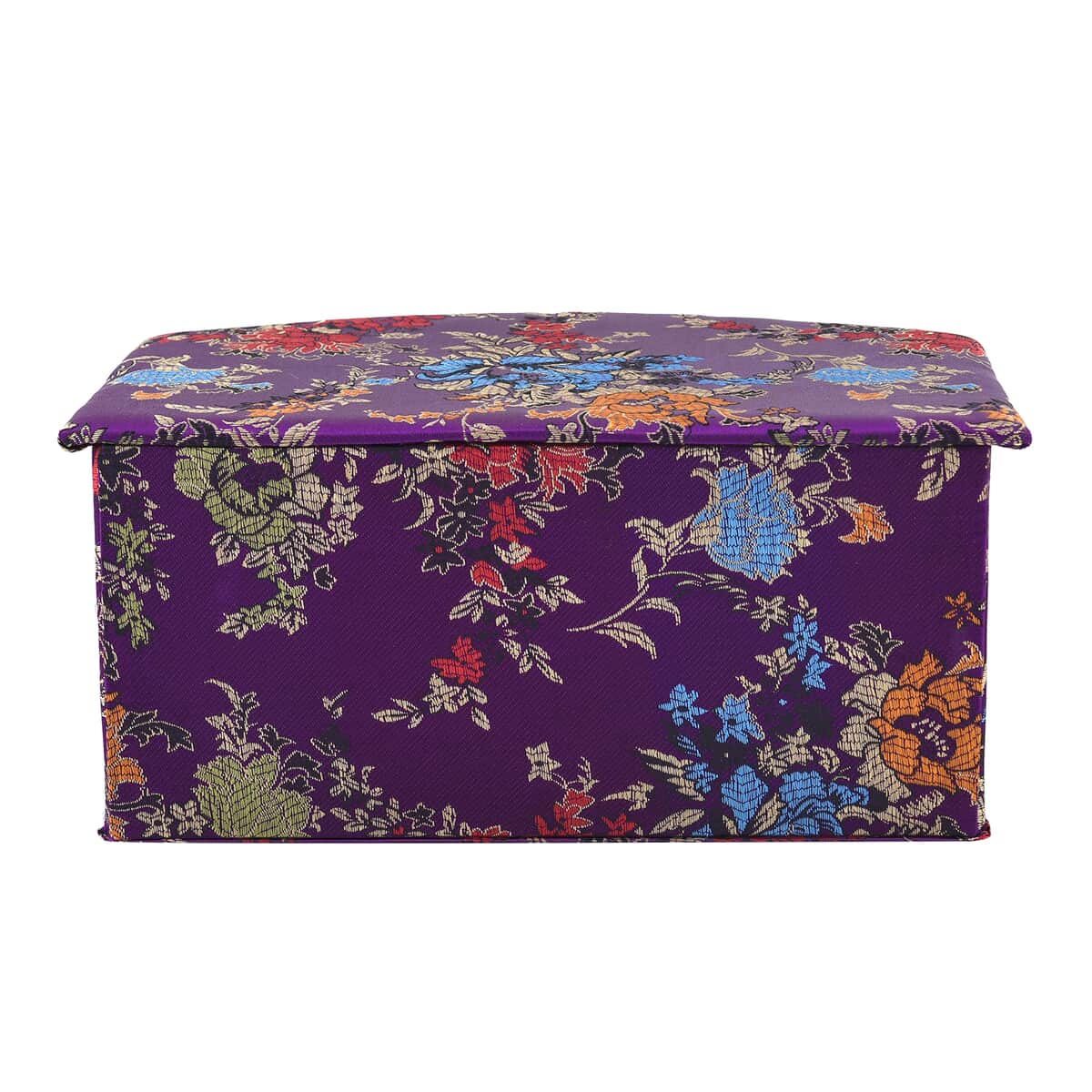 Chinese Silk Brocade Pattern 3 Layer Jewelry Box - Purple image number 5