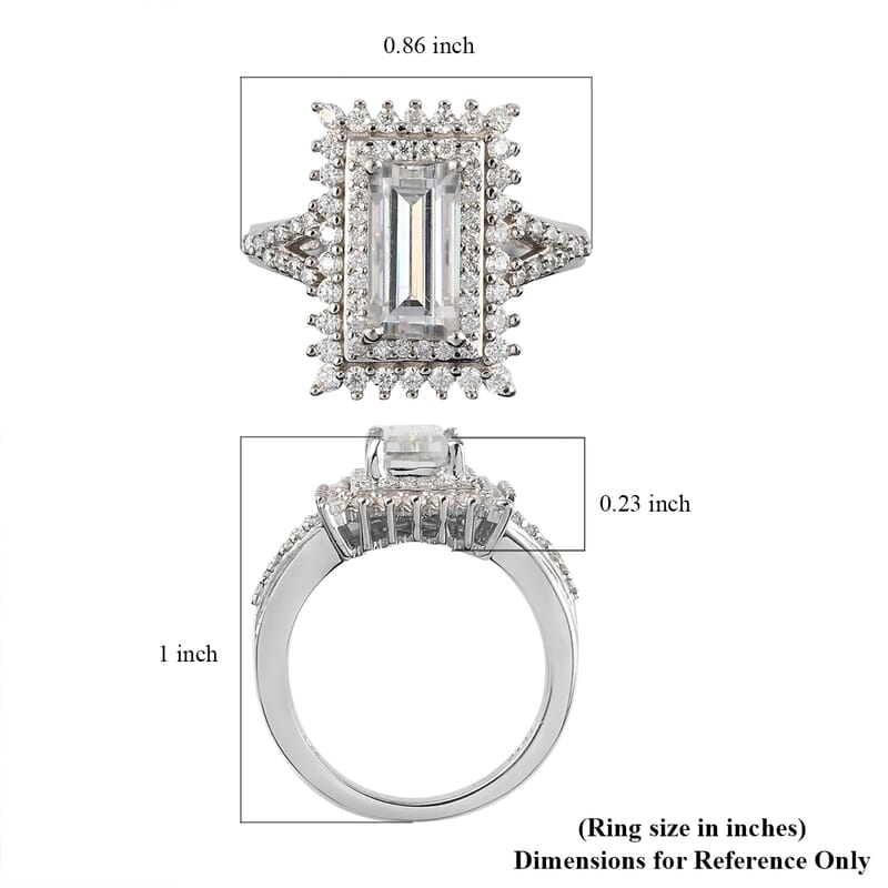 Moissanite Double Halo Ring in Platinum Over Sterling Silver (Size 10.0) 2.80 ctw