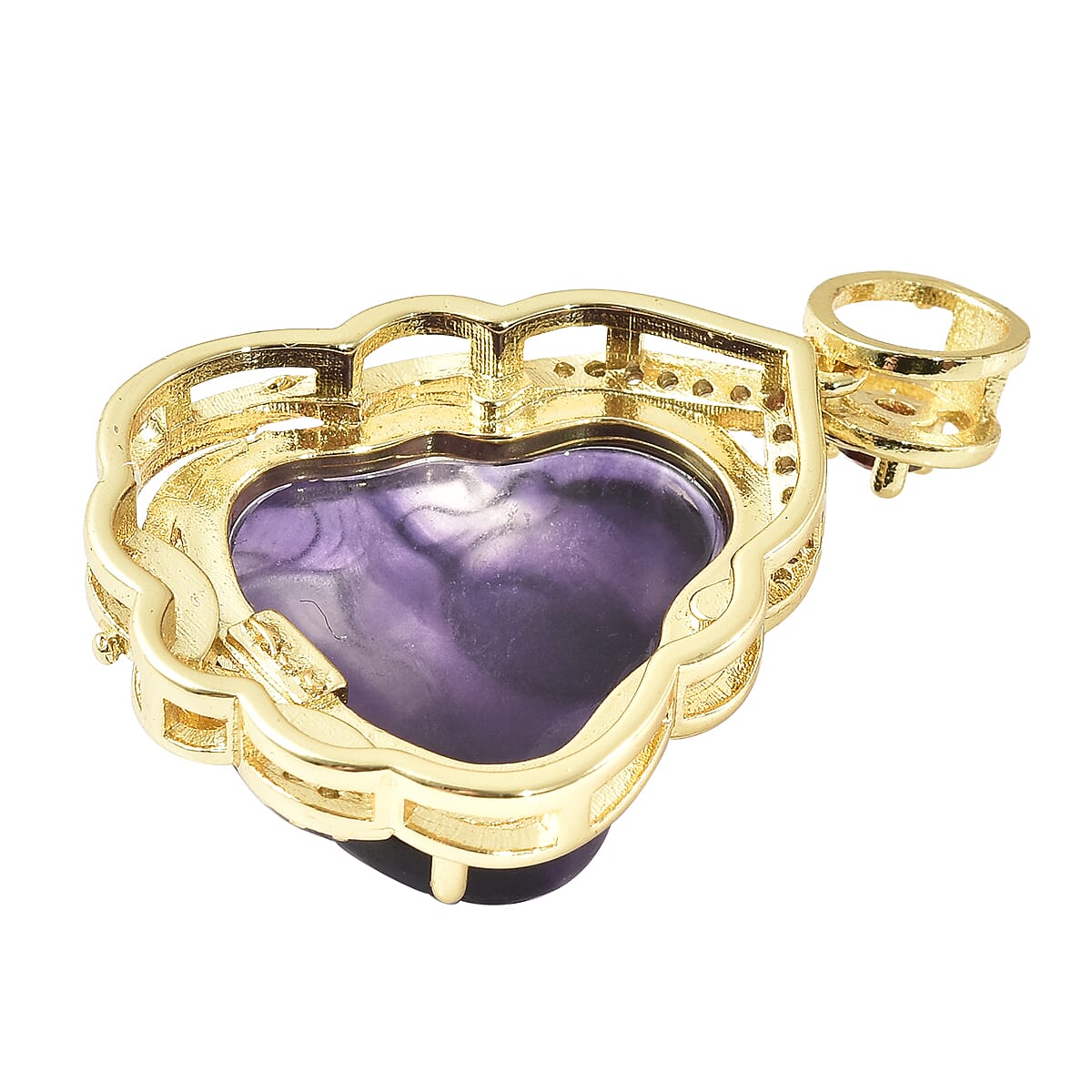 Multi Fluorite Carved Laughing Buddha, Multi Gemstone Pendant in Goldtone 25.00 ctw image number 3