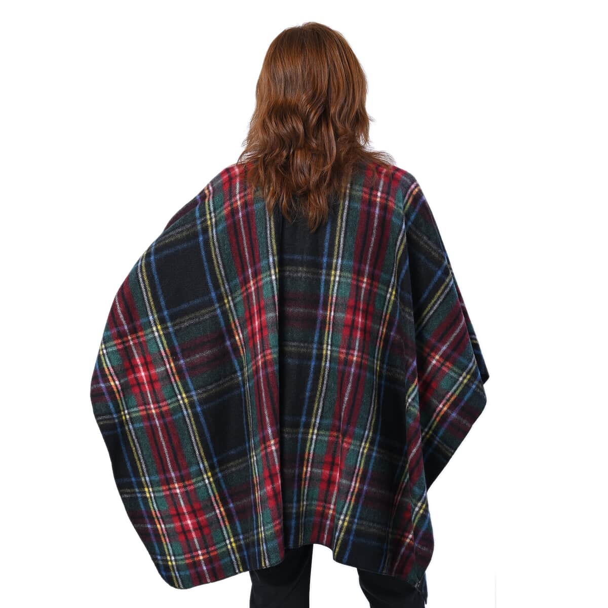 PASSAGE Red with Green Plaid Pattern Kimono (31.5"x44") image number 1