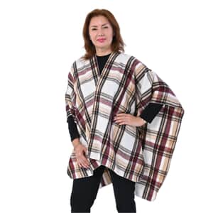 Passage White with Beige Plaid Pattern Kimono