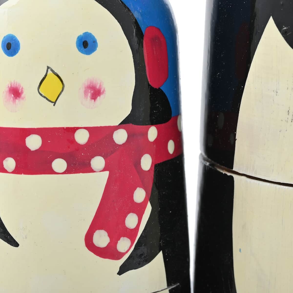 Set of 5 Penguin Family Hand Painted Nesting Wooden Dolls image number 5