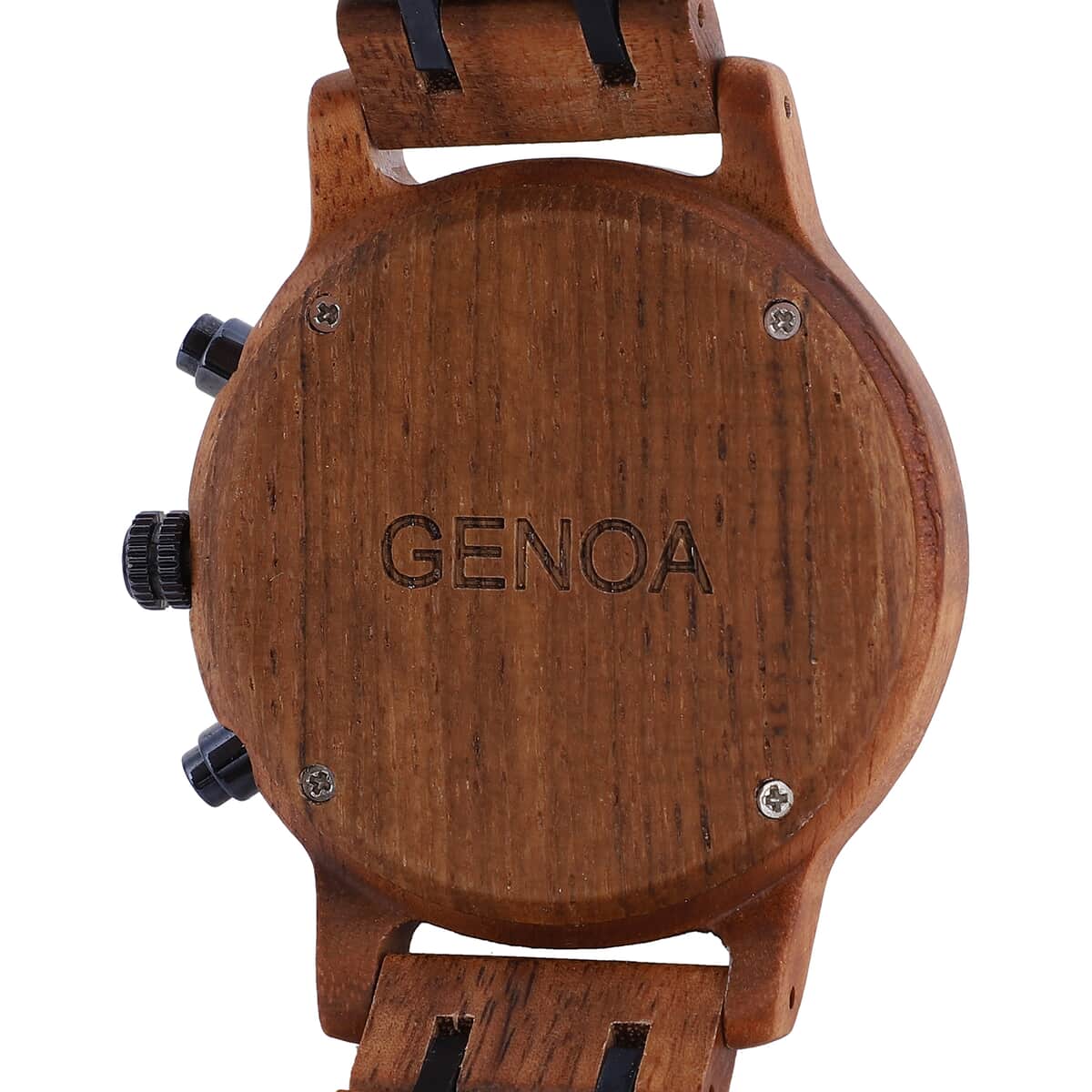 Genoa Japanese Movement Multi Function Watch with Stainless Steel and Koa Wood Strap image number 5