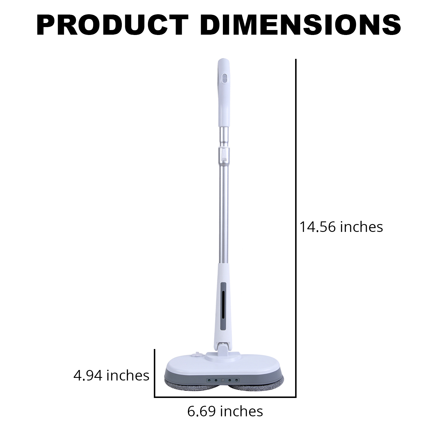 Homesmart White and Gray Cordless Electric Spin Mop with 280ml Water Tank and Built-in 4 LED Light