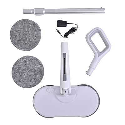 Homesmart White and Gray Cordless Electric Spin Mop with 280ml Water Tank and Built-in 4 LED Light