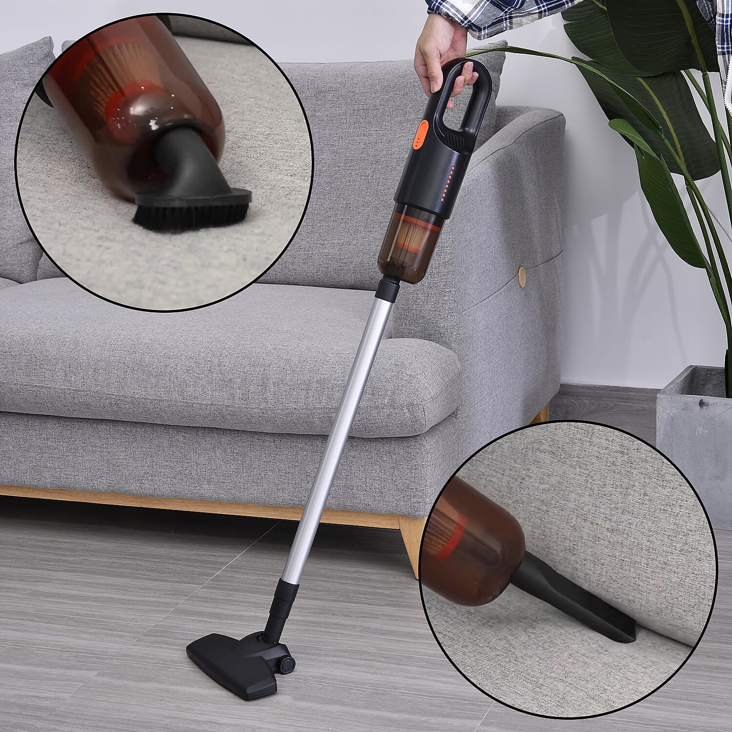 Homesmart Black Handheld Cordless Vacuum Cleaner (6000mAh,75W) (Accessories: Brush, Suction Nozzle, Floor Brush, Floor Rod)