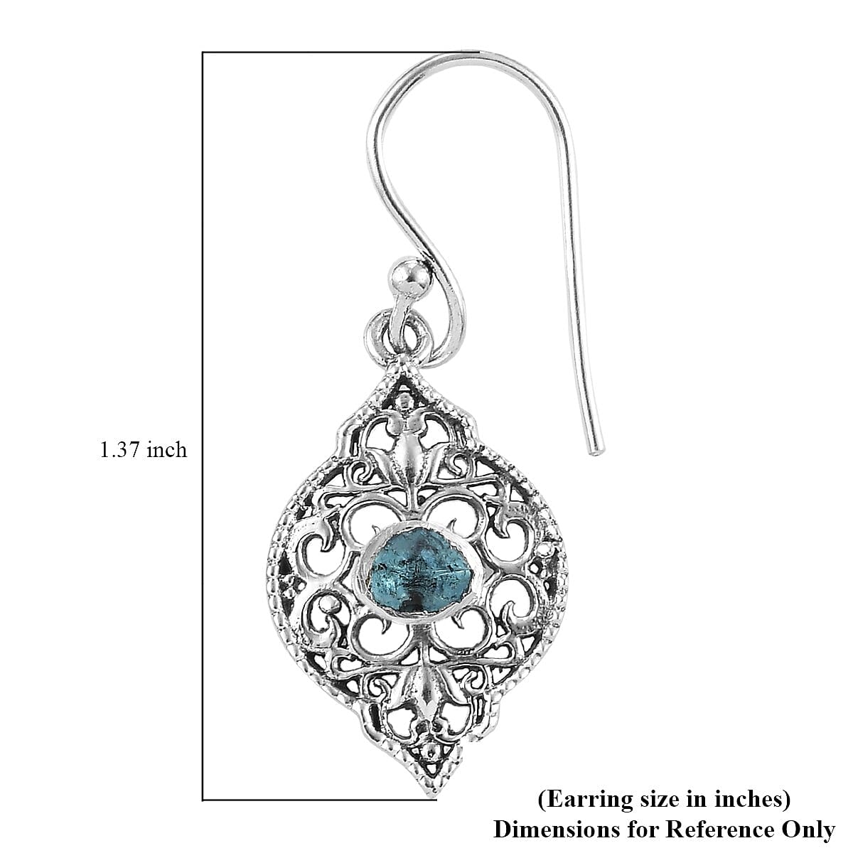 Polki Blue Diamond Dangle Earrings in Sterling Silver 0.25 ctw image number 4