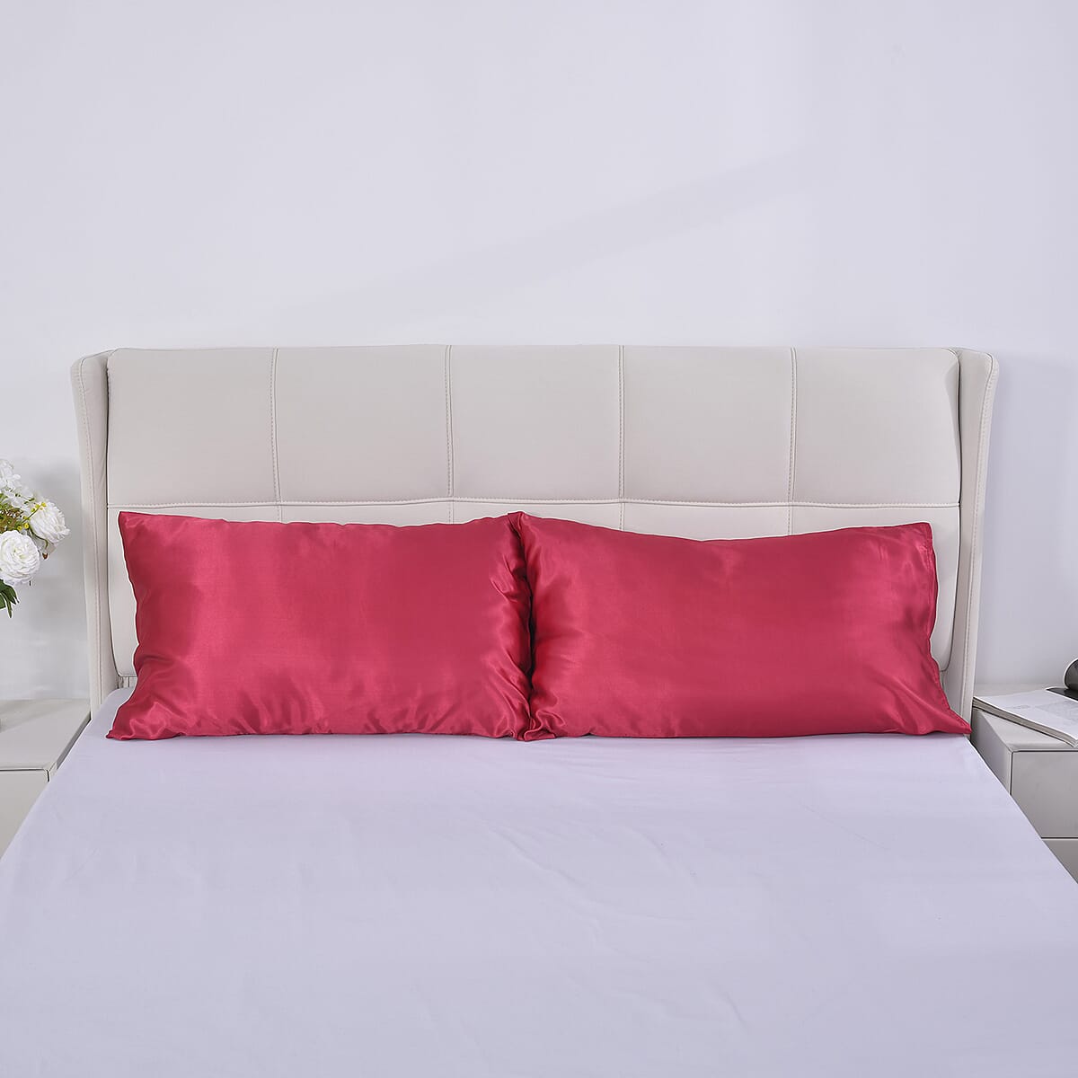 Homesmart Set of 2 Wine Luxury Satin Pillow Case - Queen image number 1