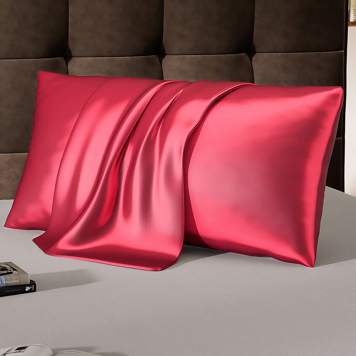 Homesmart Set of 2 Wine Luxury Satin Pillow Case - Queen image number 5