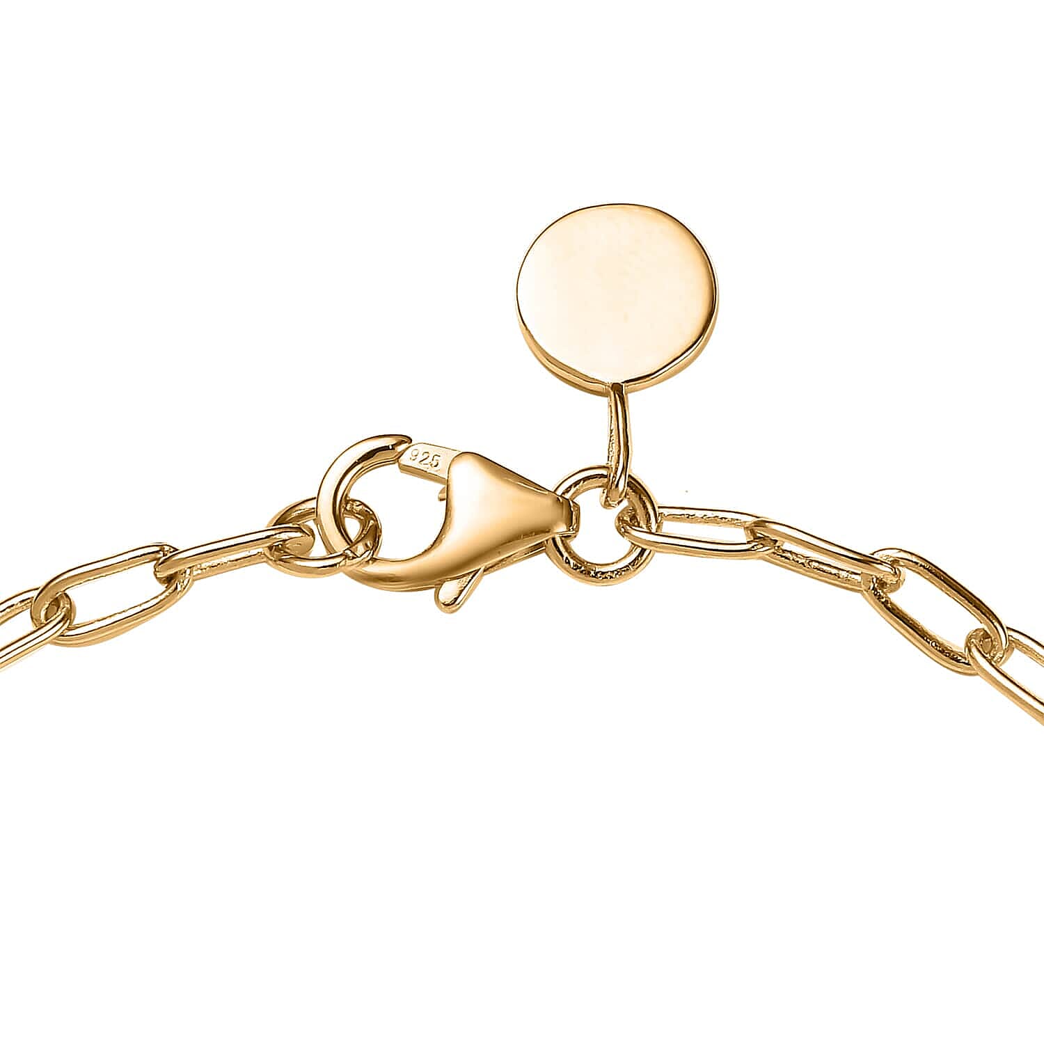 Initial P Paper Clip Bracelet, Vermeil Yellow Gold Over Sterling Silver Bracelet, Initial Bracelet, White Enamel Coin Bracelet (7.25 In) 6.10 Grams