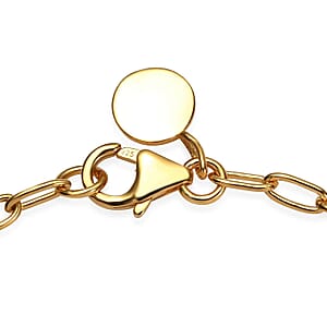 Initial Q Paper Clip Bracelet, Vermeil Yellow Gold Over Sterling Silver Bracelet, Initial Bracelet, White Enamel Coin Bracelet (7.25 In) 6.20 Grams