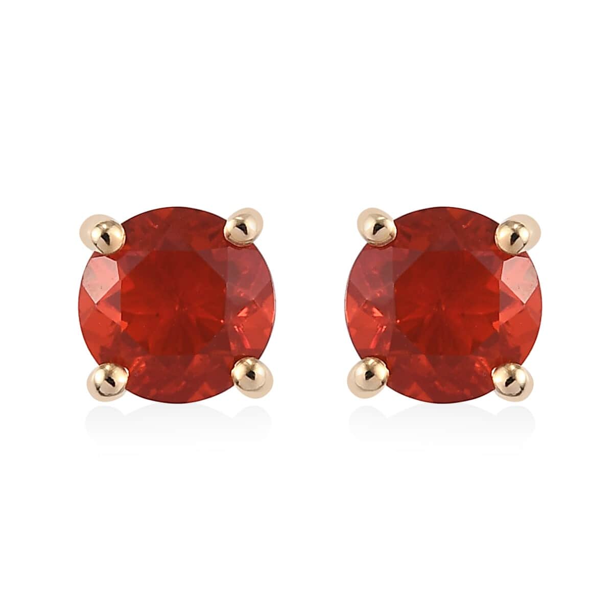 ILIANA 18K Yellow Gold AAA Crimson Fire Opal Solitaire Stud Earrings 1.00 ctw image number 0