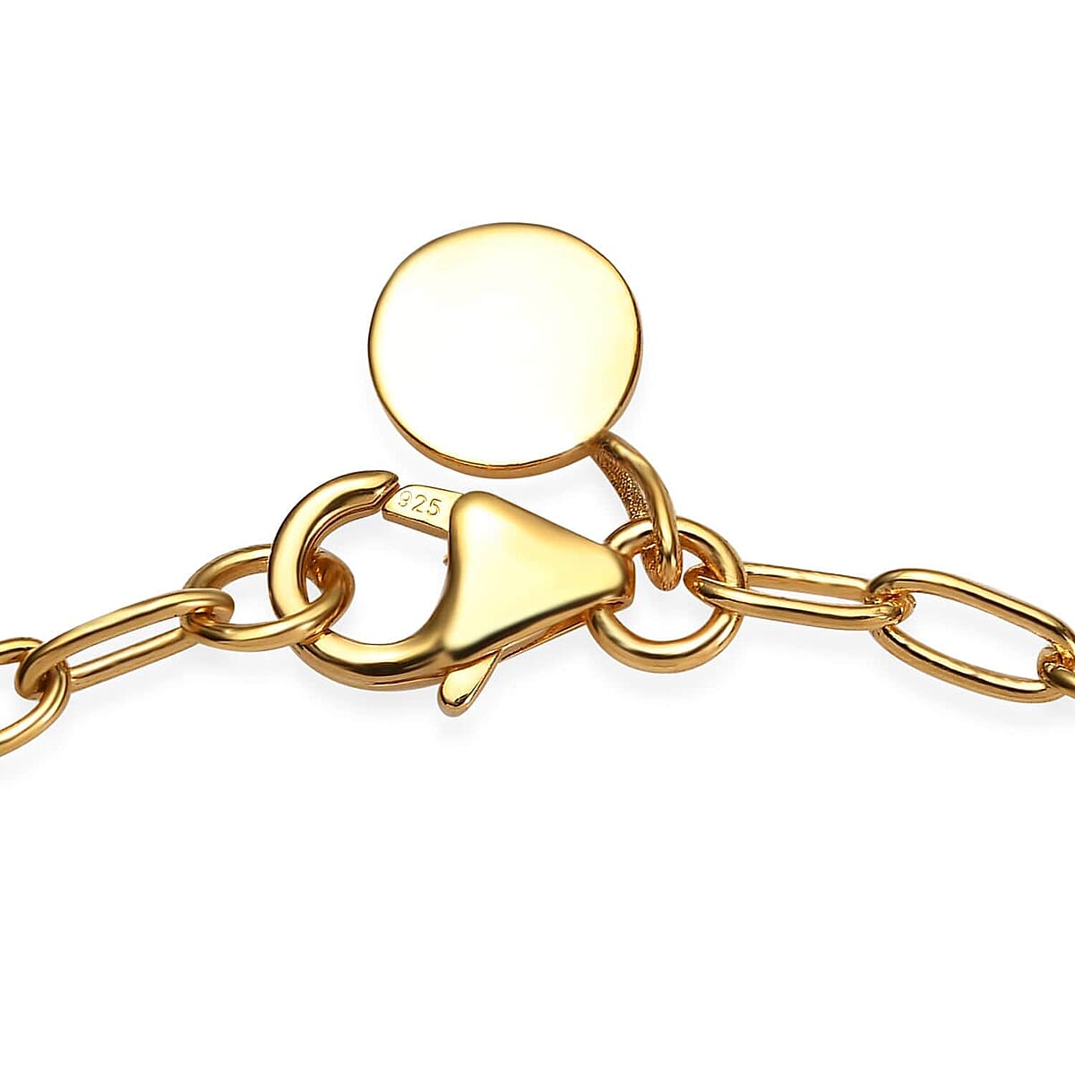 D'Joy Initial Y Paper Clip Bracelet, Vermeil Yellow Gold Over Sterling Silver Bracelet, Initial Bracelet, White Enamel Coin Bracelet (7.25 In) 5.90 Grams image number 3