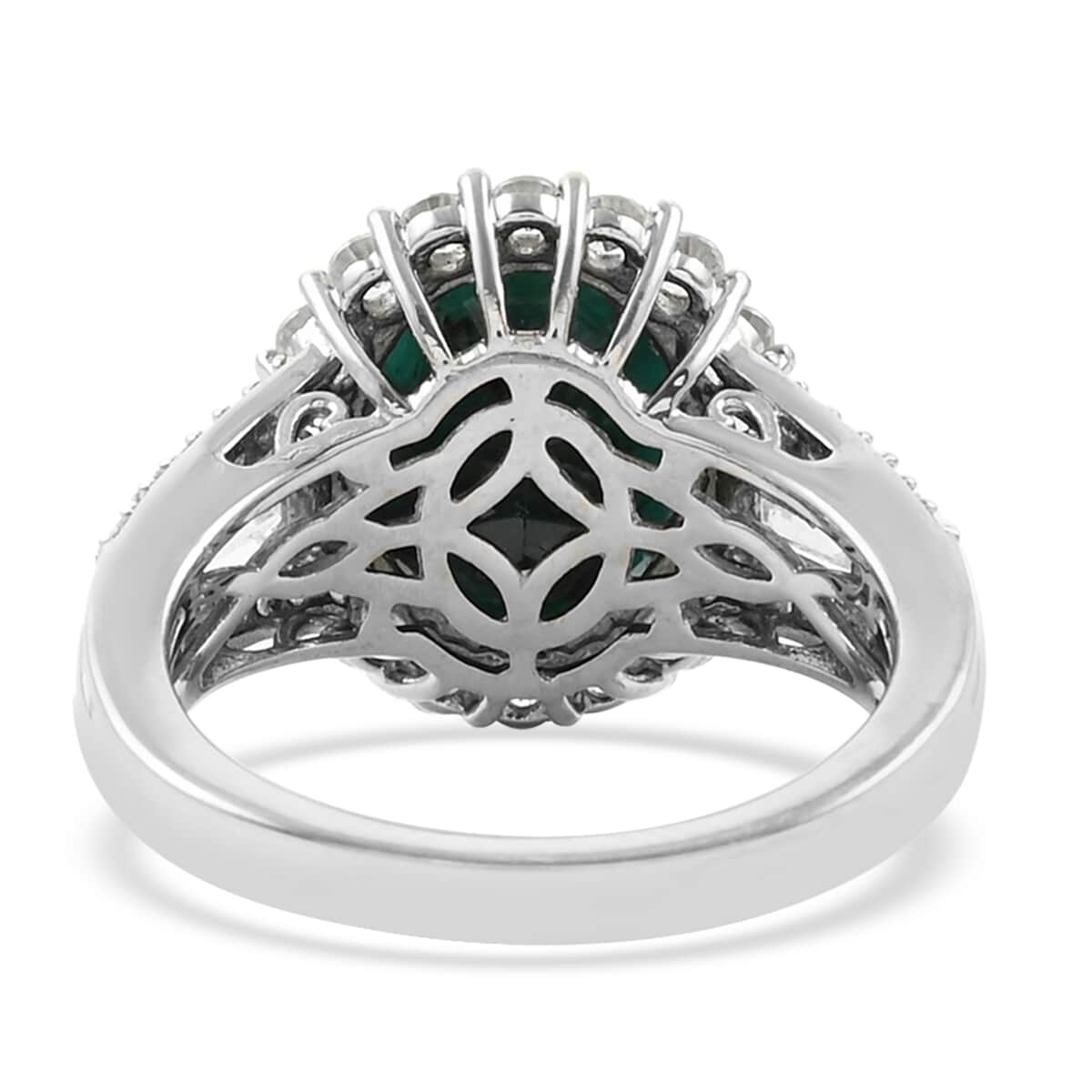Teal Grandidierite and Zircon Ring in Platinum Over Sterling Silver (Size 10.0) 6.80 ctw image number 4