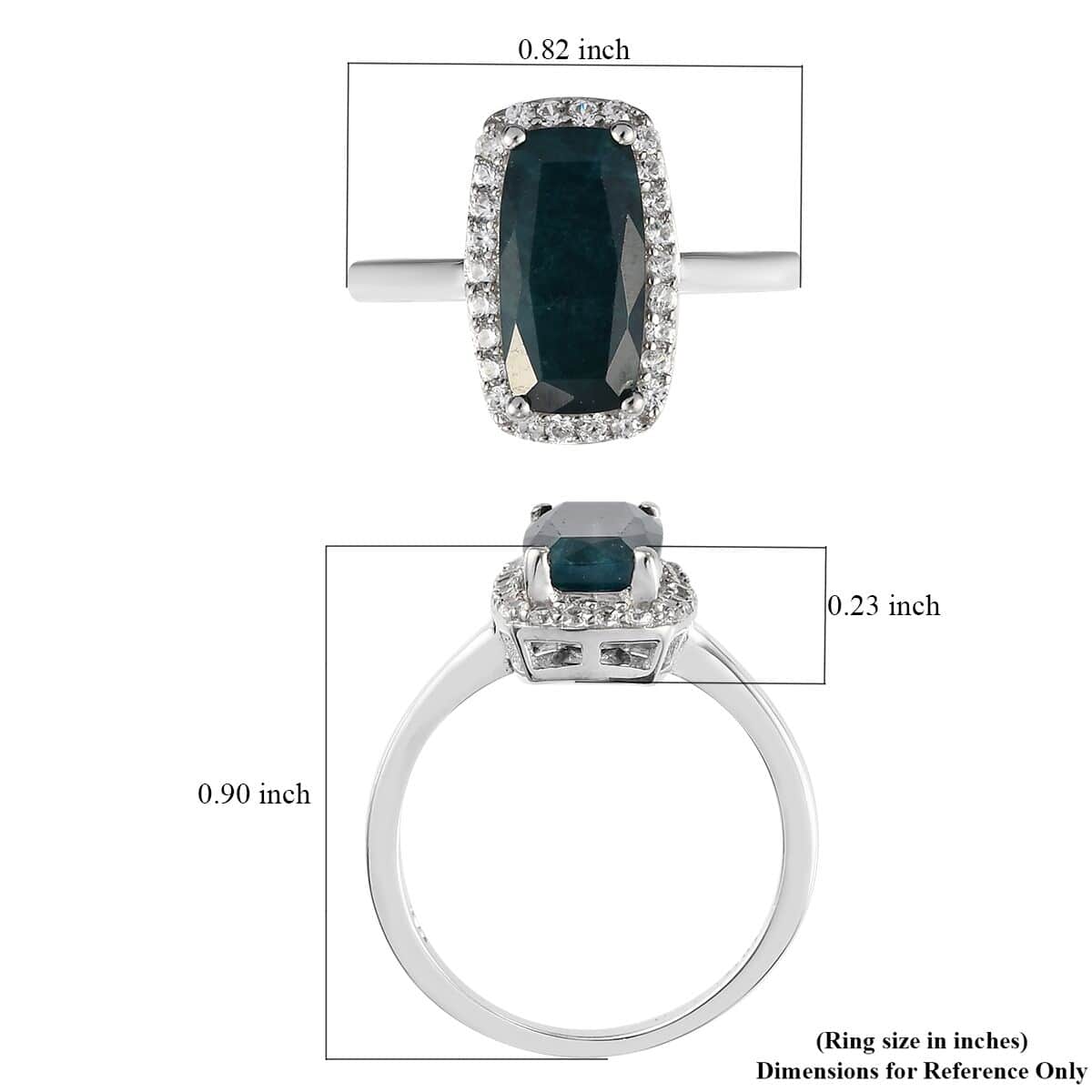 Teal Grandidierite and Zircon Halo Ring in Platinum Over Sterling Silver (Size 7.0) 2.60 ctw image number 5