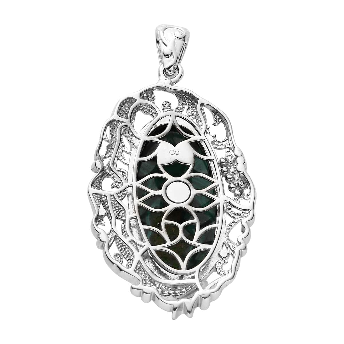 African Malachite Fancy Pendant in Platinum Over Copper with Magnet 26.40 ctw image number 3