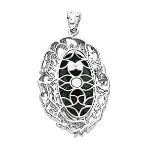 African Malachite Pendant without Chain in Platinum Over Copper with Magnet 26.40 ctw