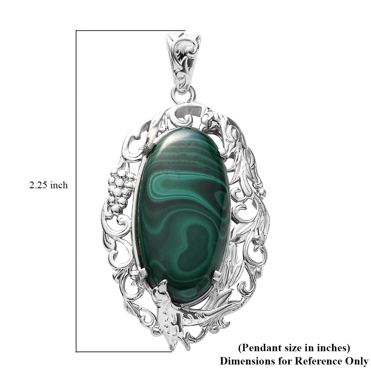 African Malachite Fancy Pendant in Platinum Over Copper with Magnet 26.40 ctw image number 4