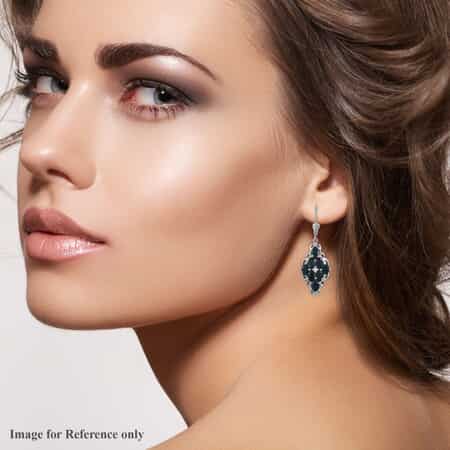 Teal Grandidierite and Zircon Lever Back Earrings in Platinum Over Sterling Silver 3.60 ctw image number 3