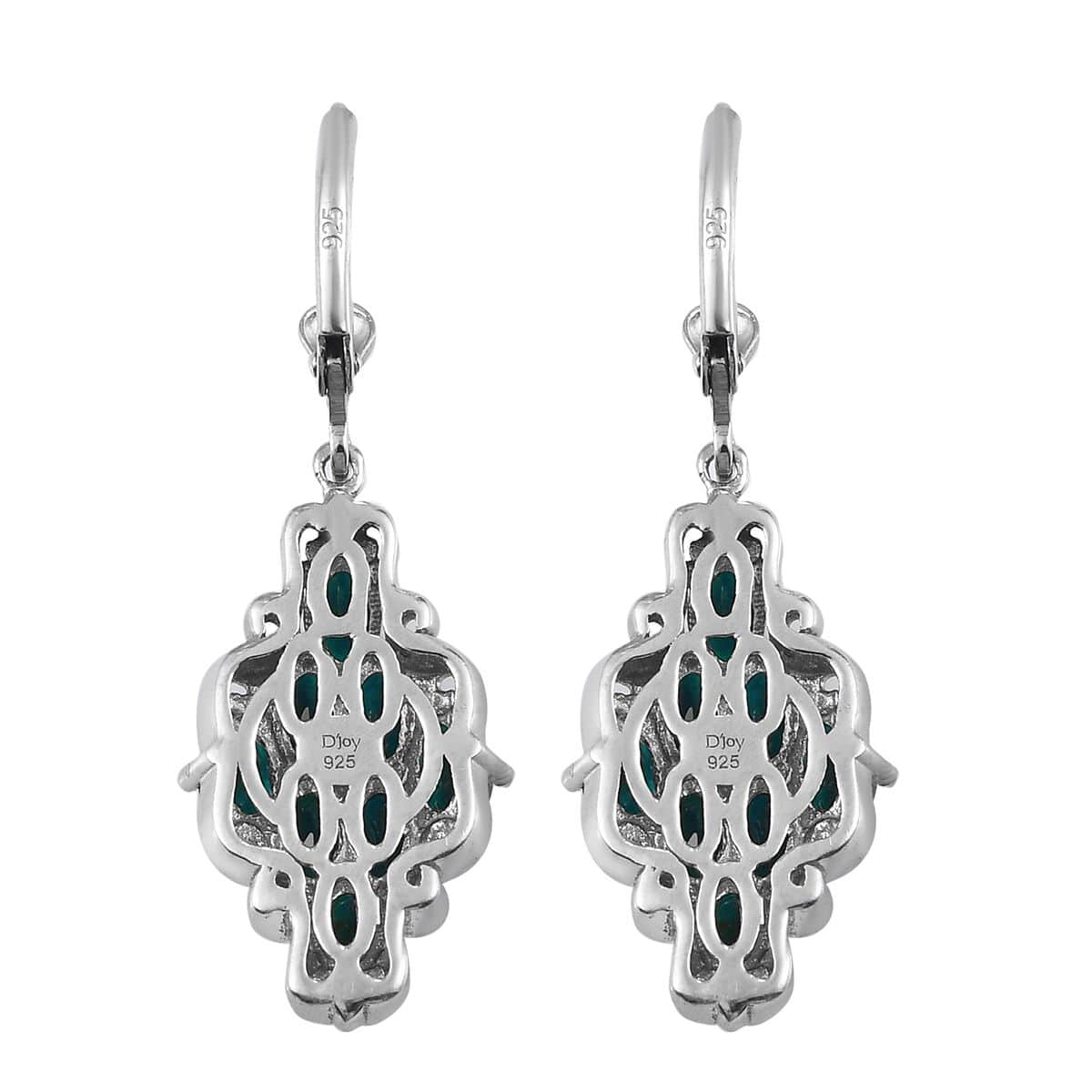 Teal Grandidierite and Zircon Lever Back Earrings in Platinum Over Sterling Silver 3.60 ctw image number 4