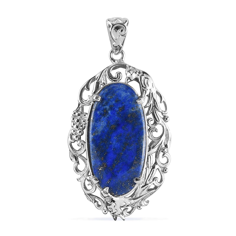 Lapis Lazuli Pendant in Platinum Over Copper with Magnet 23.15 ctw
