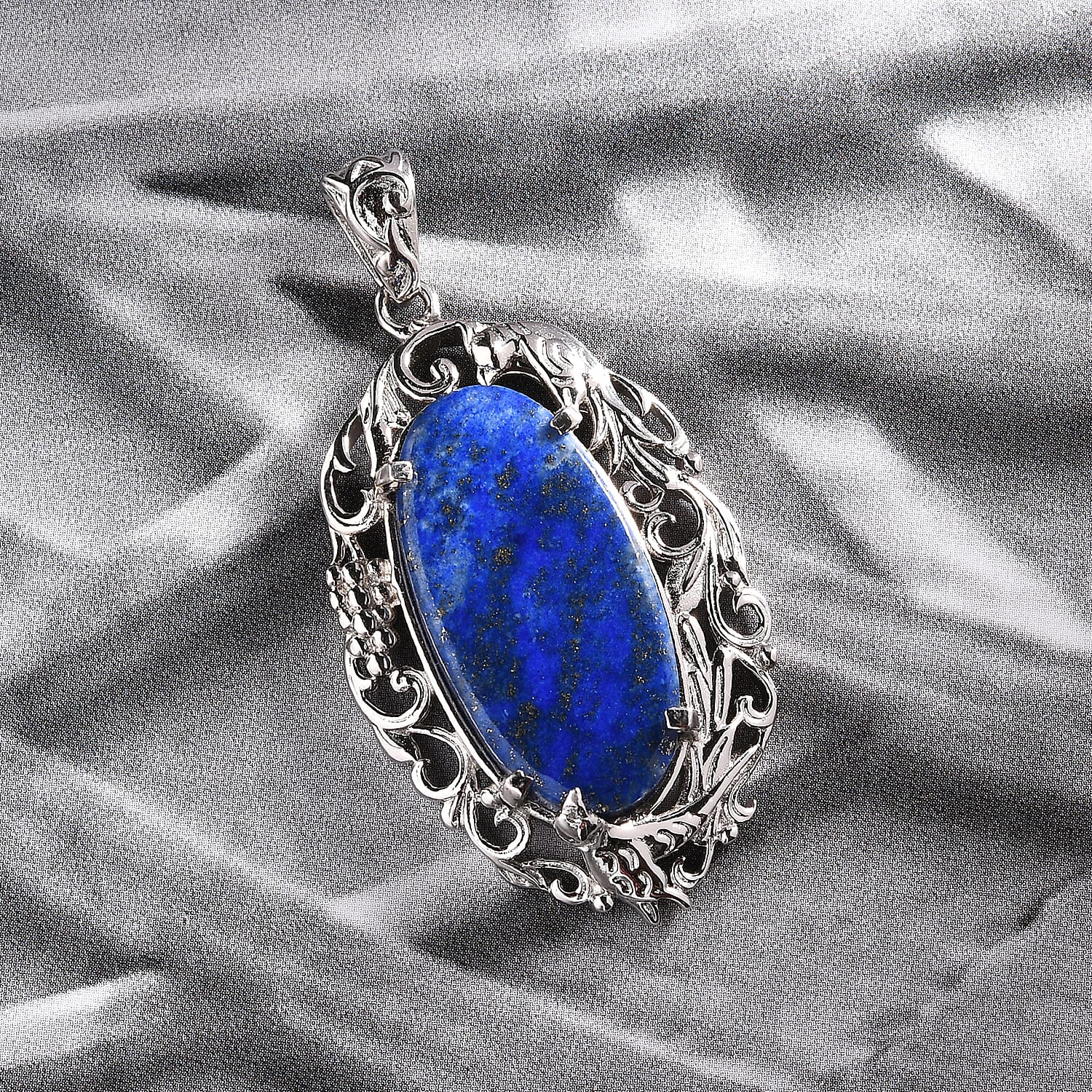 Lapis Lazuli Pendant in Platinum Over Copper with Magnet 23.15 ctw