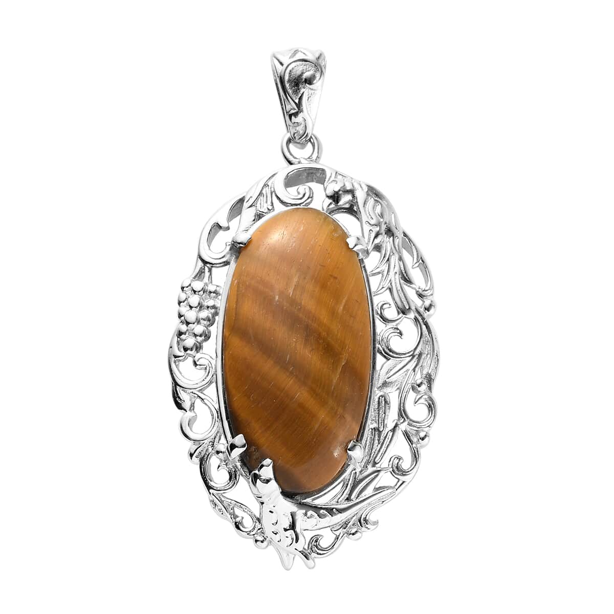 Tiger's Eye Pendant in Platinum Over Copper with Magnet 21.35 ctw image number 0