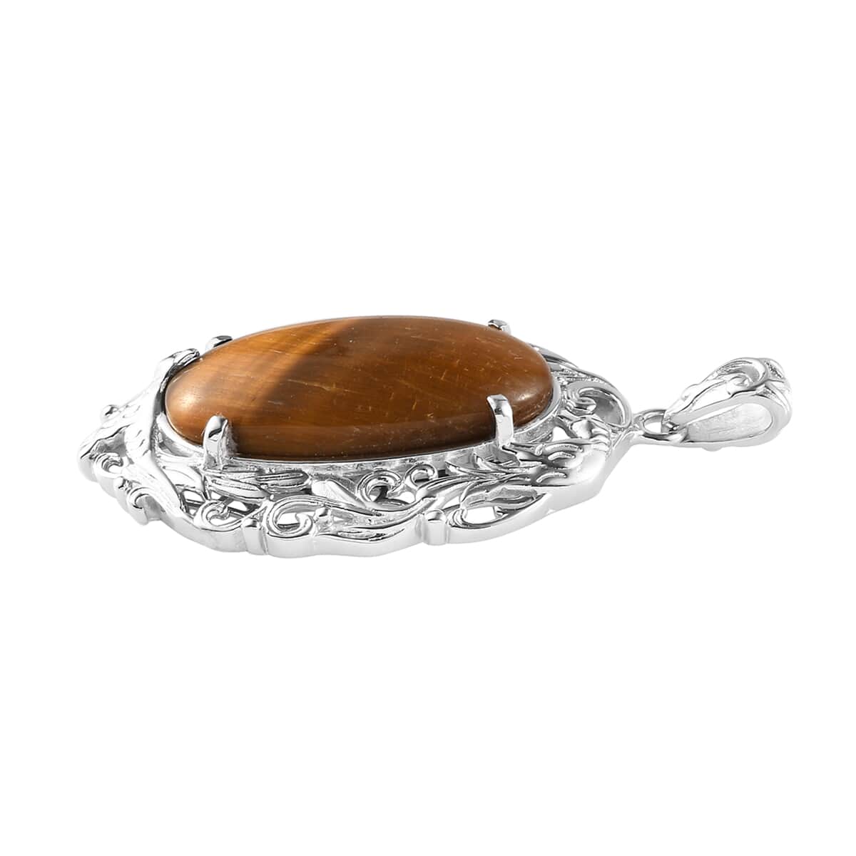 Tiger's Eye Pendant in Platinum Over Copper with Magnet 21.35 ctw image number 2