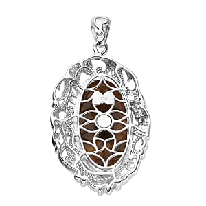 Tiger's Eye Pendant without Chain in Platinum Over Copper with Magnet 21.35 ctw