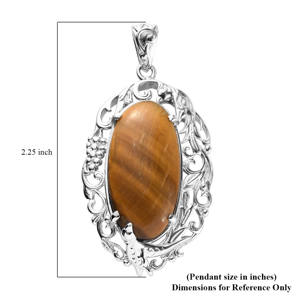 Tiger's Eye Pendant in Platinum Over Copper with Magnet 21.35 ctw image number 4