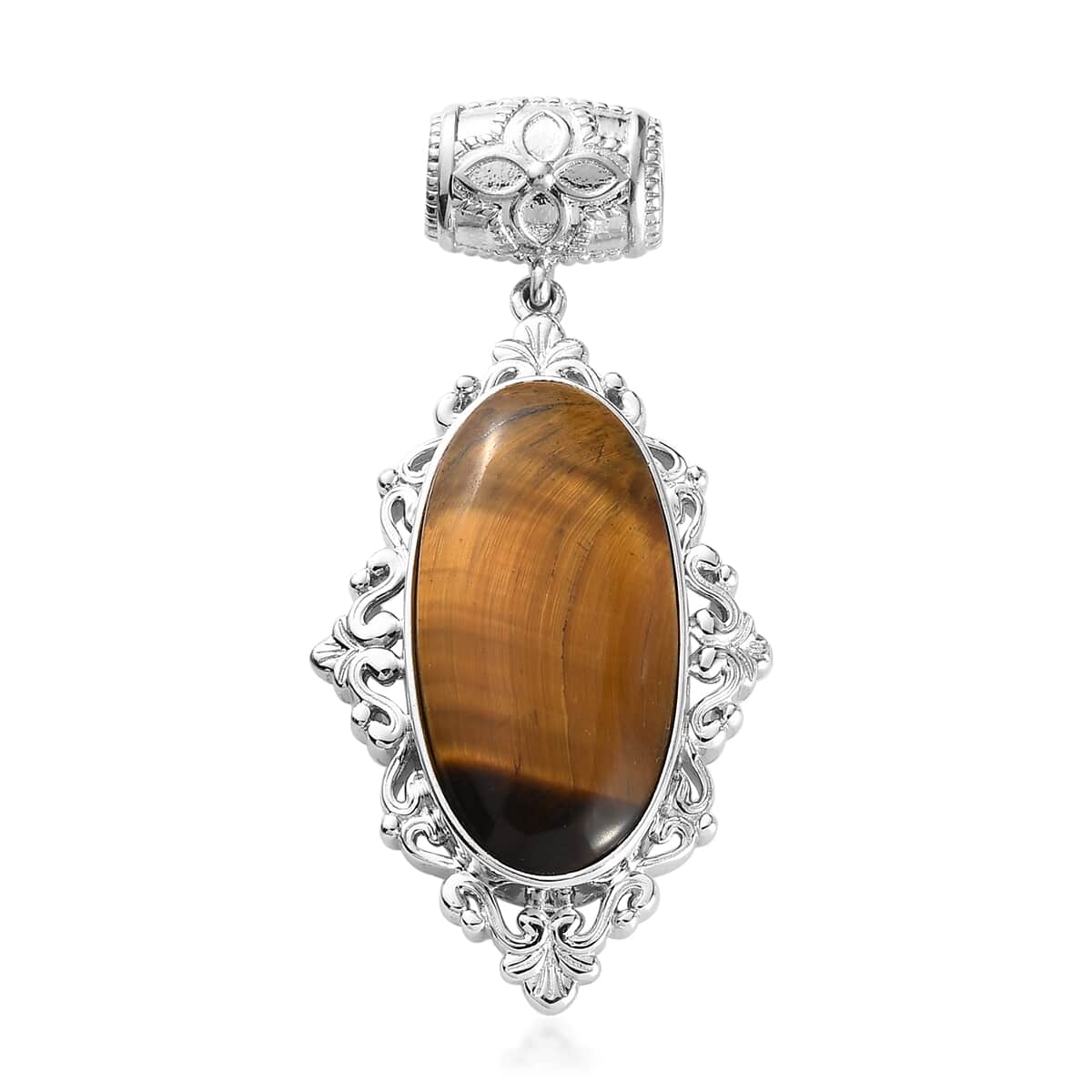 Tiger's Eye Fancy Pendant in Platinum Over Copper with Magnet 21.40 ctw image number 0