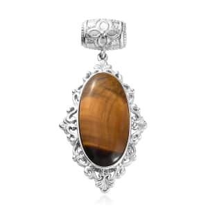 Tiger's Eye Fancy Pendant in Platinum Over Copper with Magnet 21.40 ctw