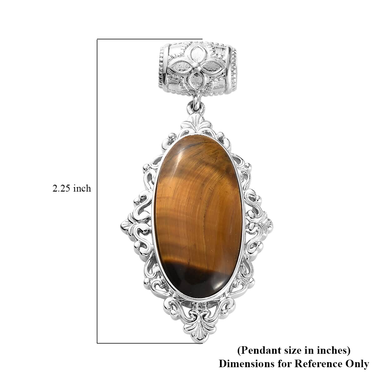 Tiger's Eye Fancy Pendant in Platinum Over Copper with Magnet 21.40 ctw image number 4